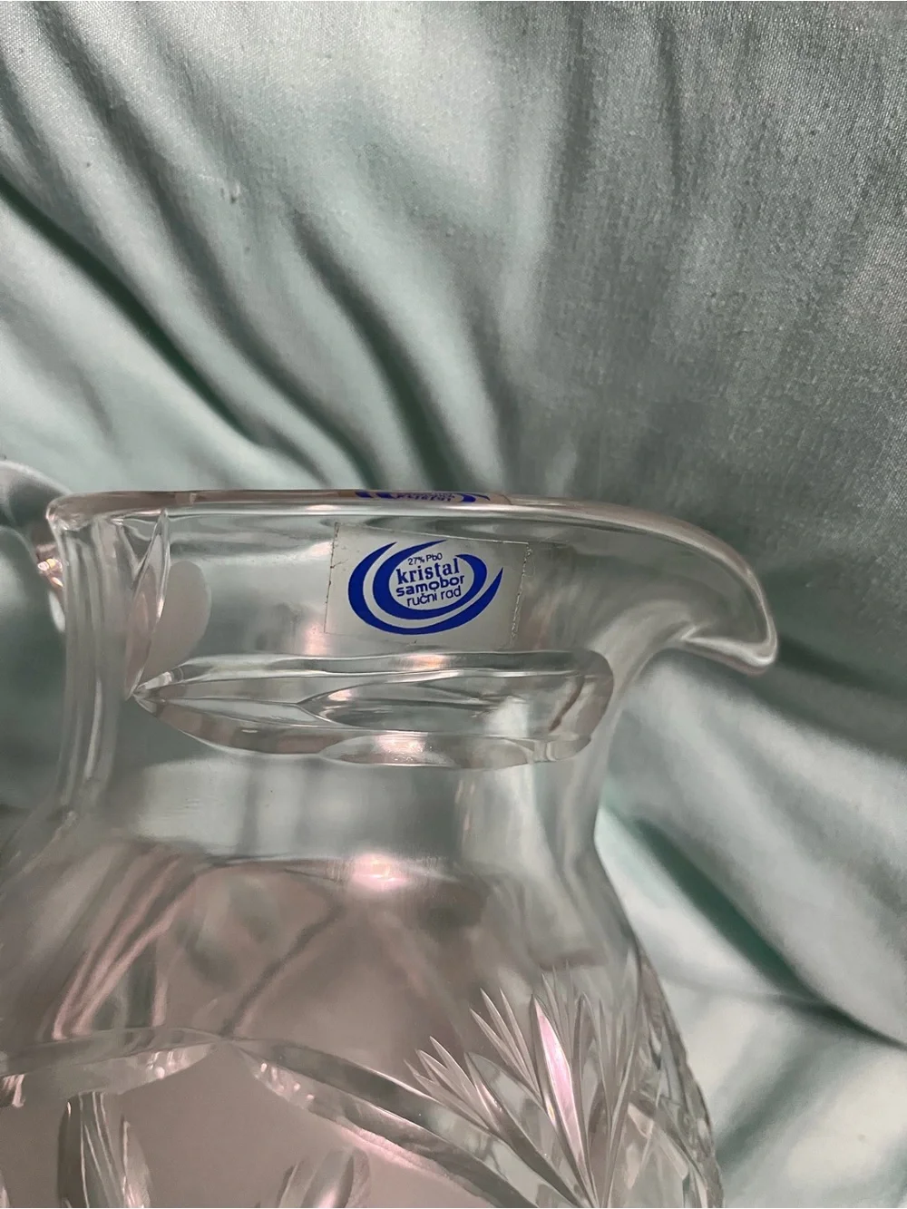 Classic Clear Cut Glass Pitcher - Elegant Clear Decorative Vase